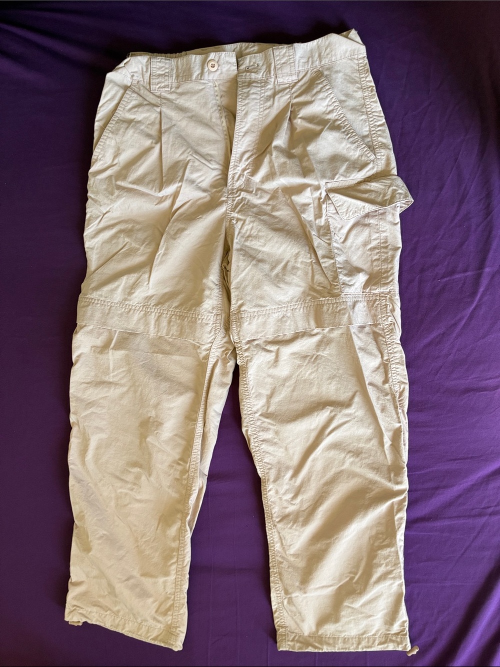 Men's Beige Cargo Pants with Elastic Waist